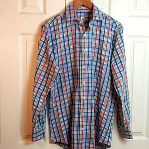 Peter Millar Plaid Cotton Button Up Long Sleeve M